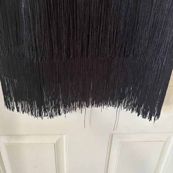 Roaring 20s Flapper Mini Dress Fringe Black Gold Size XL Party Retro‎ Cocktail - Picture 5 of 12